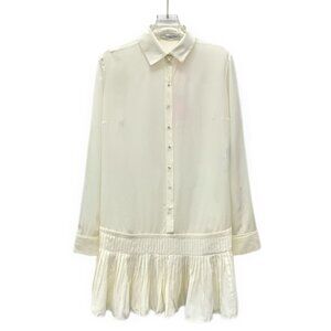 DW0376 Christian Dior Off-white Silk Lapel Single-breasted Long-sleeved Shirt Dr